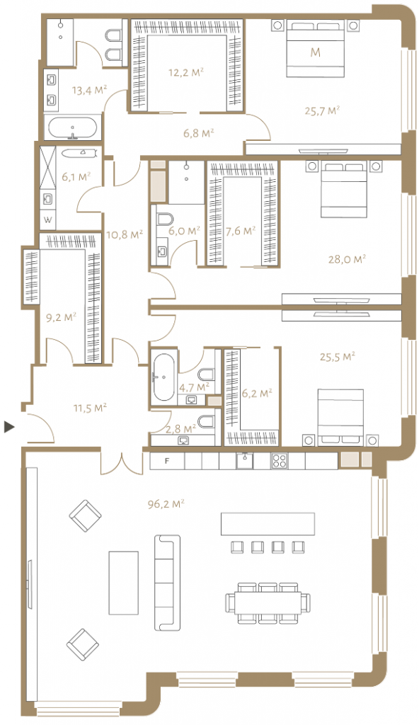 Апартаменты № 35, 272 кв.м. 7 этаж в ЖК Fairmont (фото - 9)