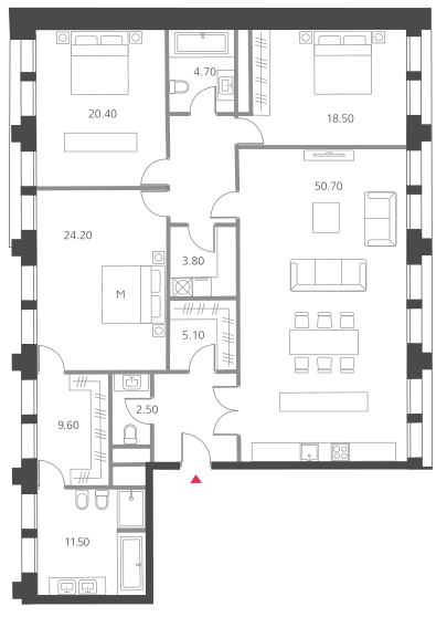 Квартира № 25 корпус С 4-этажный особняк в ЖК Cloud Nine (фото - 9)
